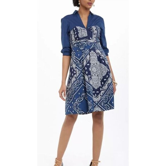 Anthropologie Dresses & Skirts - Anthropologie Holding Horses Women's Blue Flared Bandana Dress - 0